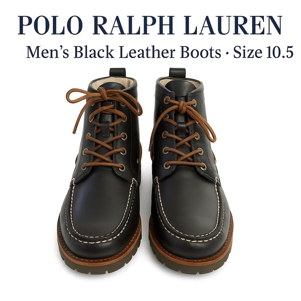 Polo Ralph Lauren - Men’s Black Leather Boots · Size 10.5